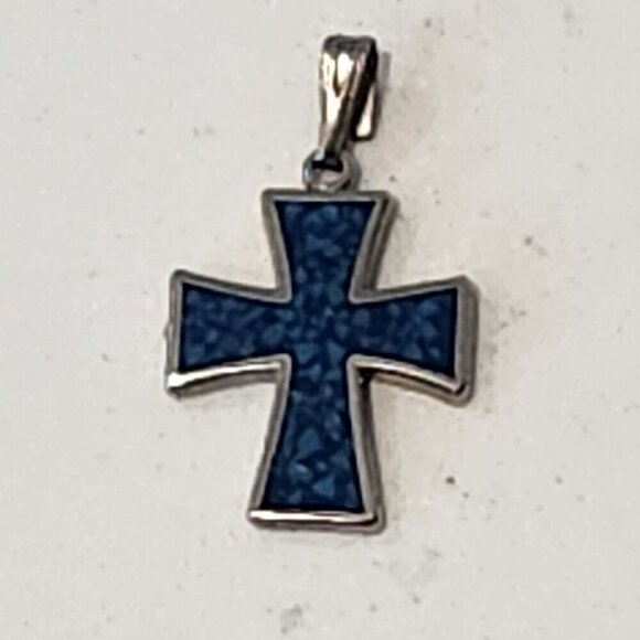 Petite Blue & Silver Cross - Picture 1 of 2
